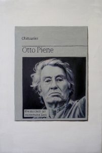 Hugh Mendes | Obituary Otto Piene | 2015 | Oil on linen | 30x20cm