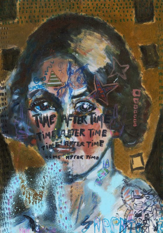 Sam Jackson | Time After Time | 2019 | Oil, spray paint, pencil on board | 32x22cm