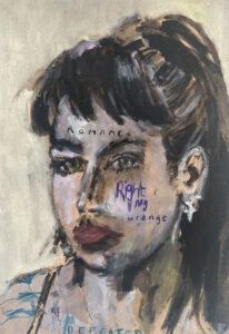 Sam Jackson | Liz | 2025 | Oil, marker, pencil on board | 32x22cm (12.6×8.7in)