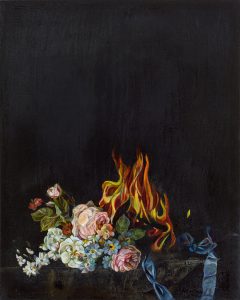 Emma Bennett | A Small Fury | 2013 | Oil on oak panel | 25x20cm