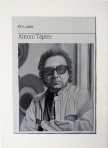 Hugh Mendes | Obituary: Antoni Tàpies | 2012 | Oil on linen | 35x25cm