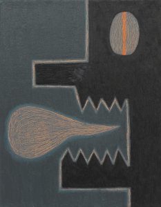 Alex Gene Morrison | Orange Speak (Grey Ground) | 2018 | Oil on canvas | 45x35cm