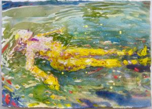 Dominic Shepherd | Traveller 1 | 2020 | Watercolour, oil bar and pastel on paper | 21x30cm