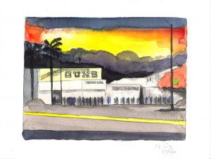 David Risley | Gun Store 4 | 2020 | Watercolour on Fabriano paper | 23x31cm