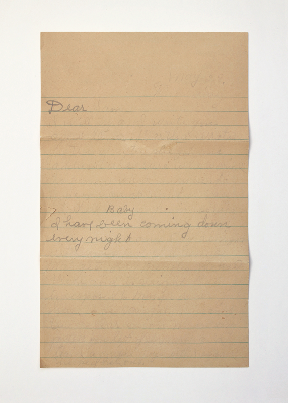 Concha Martínez Barreto | A letter to the son and a letter to the daughter | 2020 | Erased letters from 1943 (Diptych – detail)