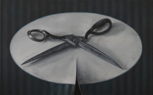 Richard Moon | Scissors | 2018 | Oil on linen | 25x40cm