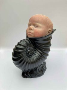 Wendy Mayer | Lux | 2022 | Ceramic vase, painted vinyl, mohair | 26x12x26cm