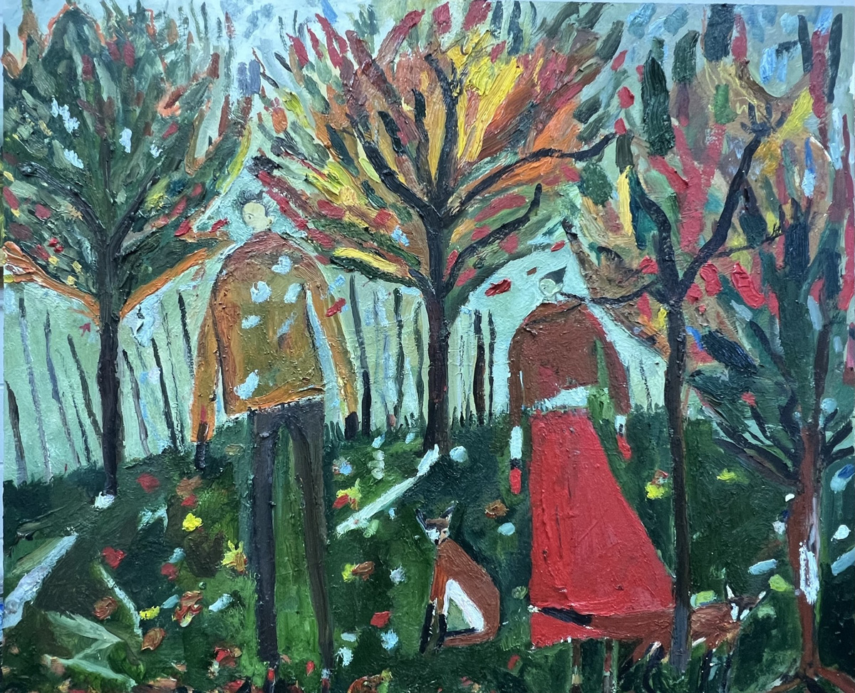 Melissa Kime | I’ll be by the Norway Maples | 2024 | Oil, oil pastel and oil bar on board | 50x60cm (19.7×23.6in) | £4,620 inc. VAT