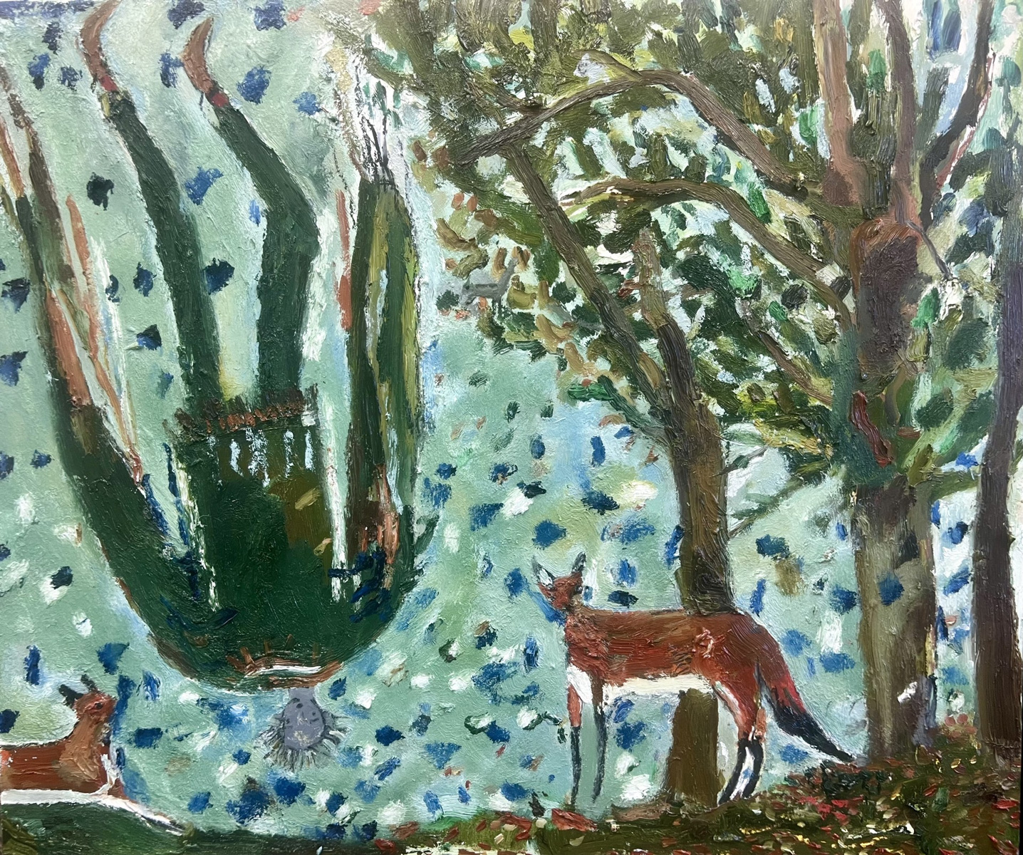 Melissa Kime | When Icarus fell out of the Linden tree | 2024 | Oil, oil bar and oil pastel on board | 50x60cm (19.7×23.6in) | £4,620 inc. VAT