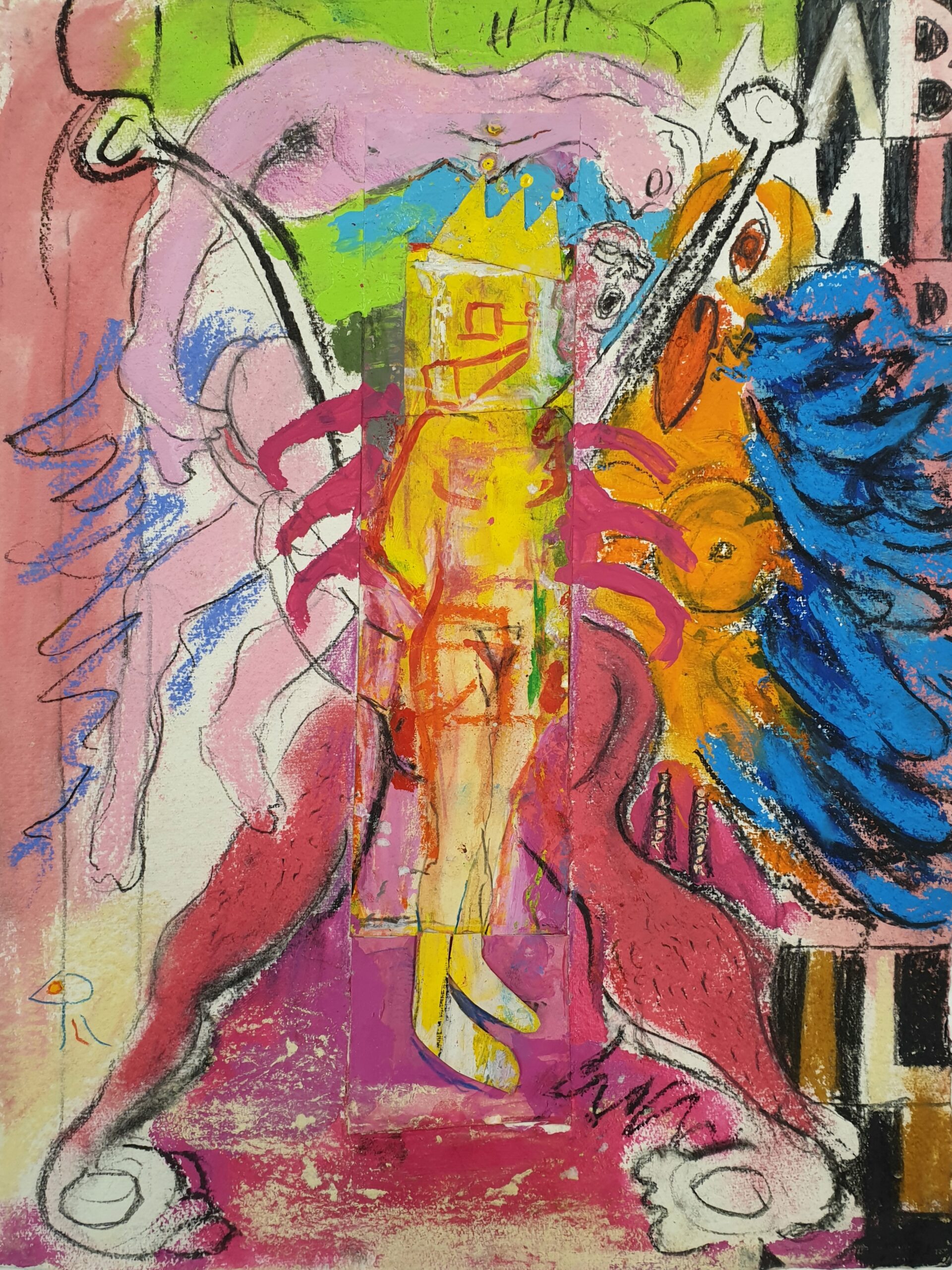 Richard Meaghan | Metamorphosis | 2024 | Mixed media & collage on Khadi paper | 42x30cm (16.5×11.8 in)