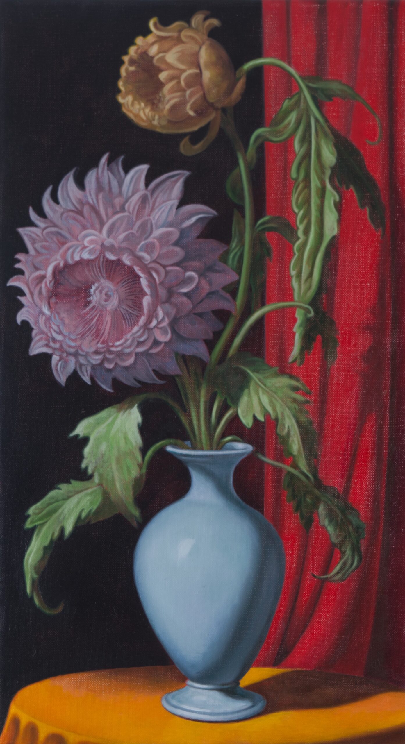 Richard Moon ‘The Red Curtain’, 2026 Oil on linen 45 x 25 cm (17.7 x 9.8 in)